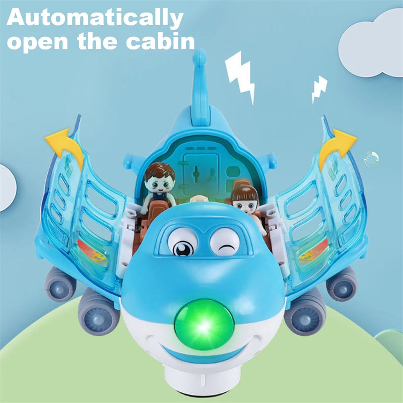 Airplane Toy Bump-And-Go Action With LED Flashing Light & Sound