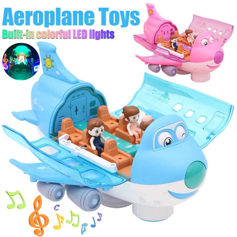 Airplane Toy Bump-And-Go Action With LED Flashing Light & Sound