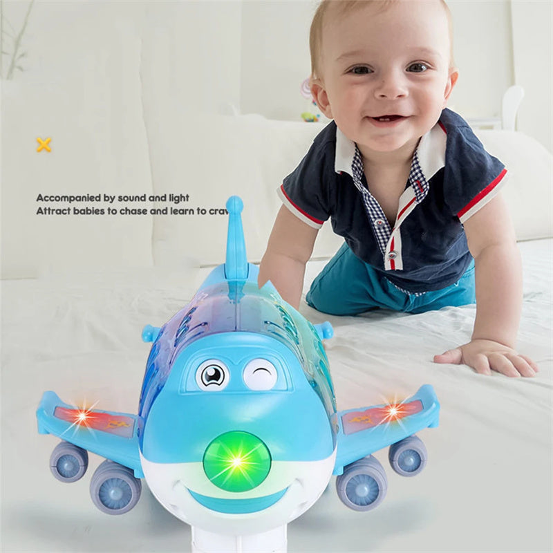 Airplane Toy Bump-And-Go Action With LED Flashing Light & Sound